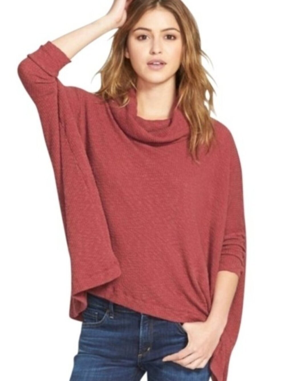 Free People FP Beach World Traveler Open Back Cowl Neck Pullover